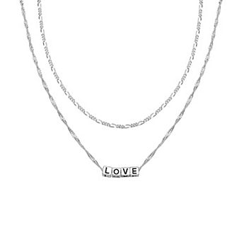 Aurielle Fine Silver Plated "Love" Chain Set