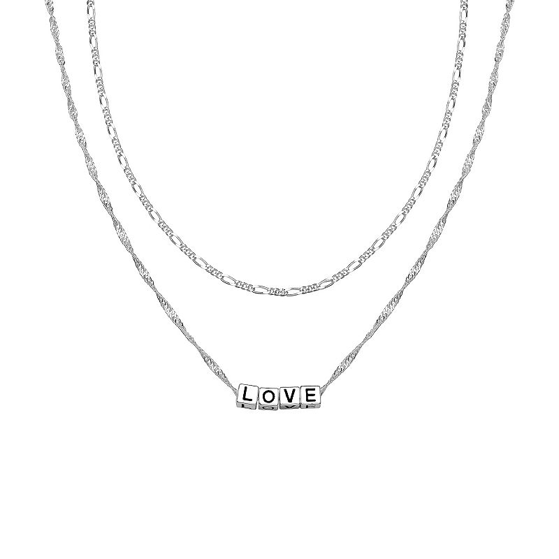 Aurielle Fine Silver Plated Love Chain Set, Womens, Size: 16, Grey