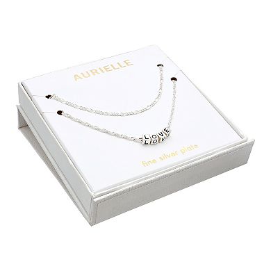 Aurielle Fine Silver Plated "Love" Chain Set