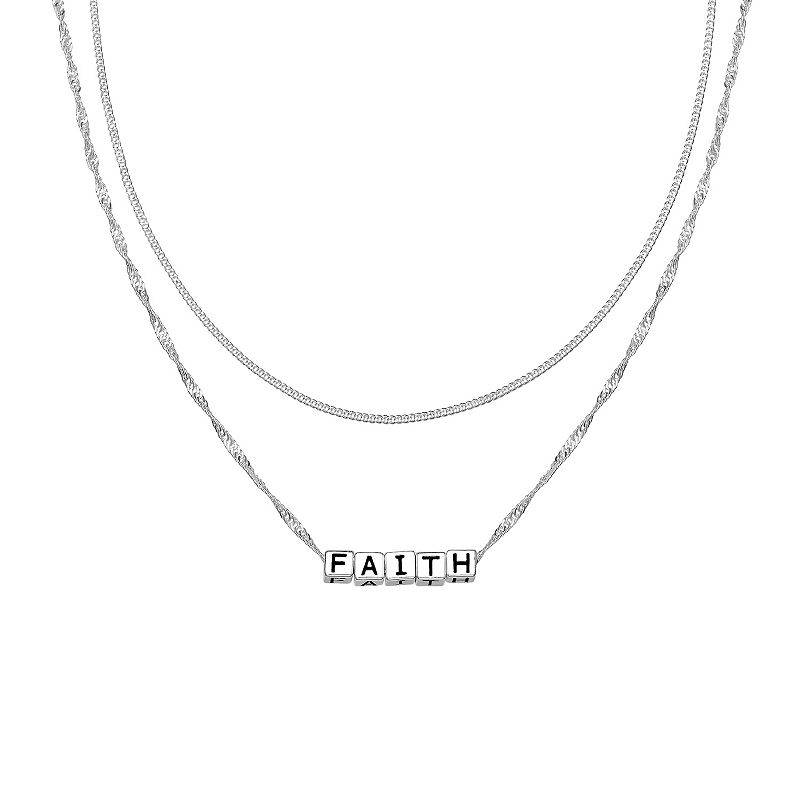 Aurielle Fine Silver Plated Baby Curb & Singapore Faith Chain Set, Womens