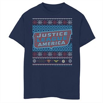 Boys 8-20 Justice League Knitted Logo Design Graphic Tee