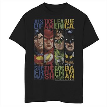 Boys 8-20 Justice League Of America Super Hero Portrait Panels Graphic Tee