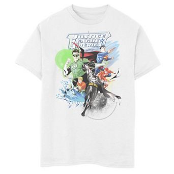 Boys 8-20 Justice League Action Character Collage Logo Graphic Tee