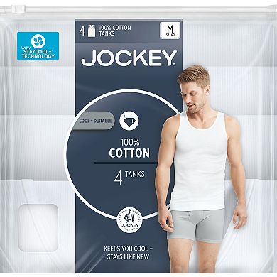 Men's Jockey® 4-Pack Fitted Cotton A-Shirt Tank Undershirt