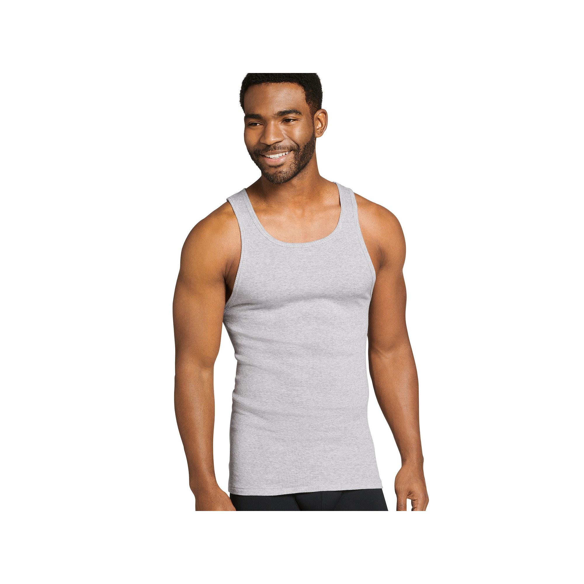 Mens Jockey® 4-Pack Fitted Tank Top A-Shirts, Size: Small, White Gray Bla