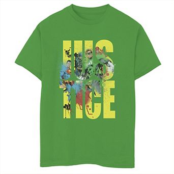 Boys 8-20 Justice League Justice Character Fill Letter Stack Graphic Tee