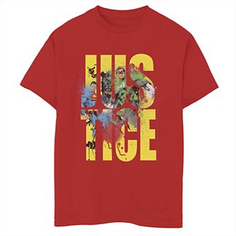 Boys 8-20 Justice League Justice Character Fill Letter Stack Graphic Tee