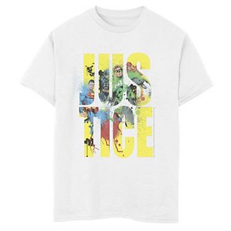Boys 8-20 Justice League Justice Character Fill Letter Stack Graphic Tee