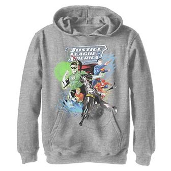 Boys 8-20 Justice League Action Character Collage Logo Graphic Fleece Hoodie