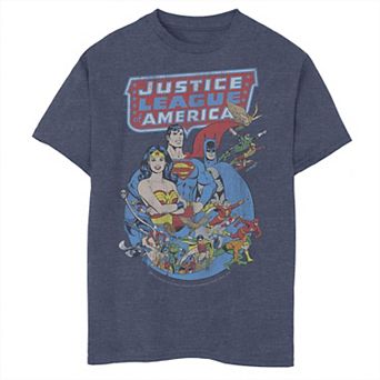 Boys 6-20 Justice League Character Collage Logo Graphic Tee