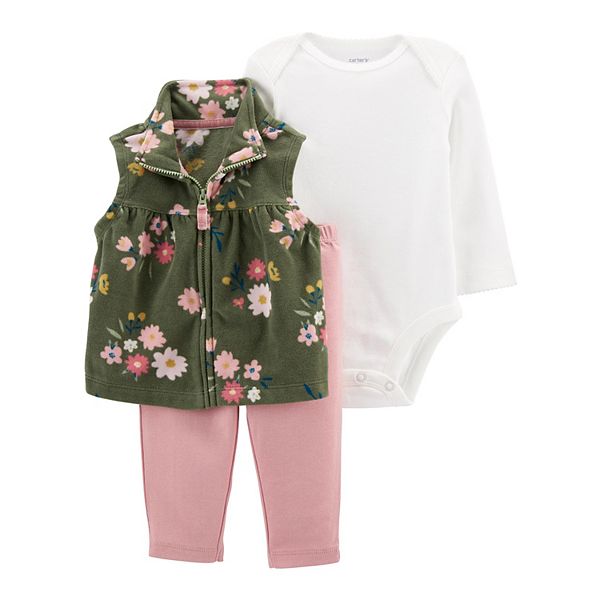Baby Girl Carter's 3Piece Floral Vest Set