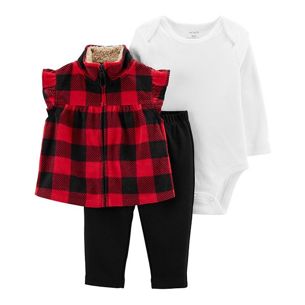 Baby Girl Carter's 3Piece Plaid Vest Set