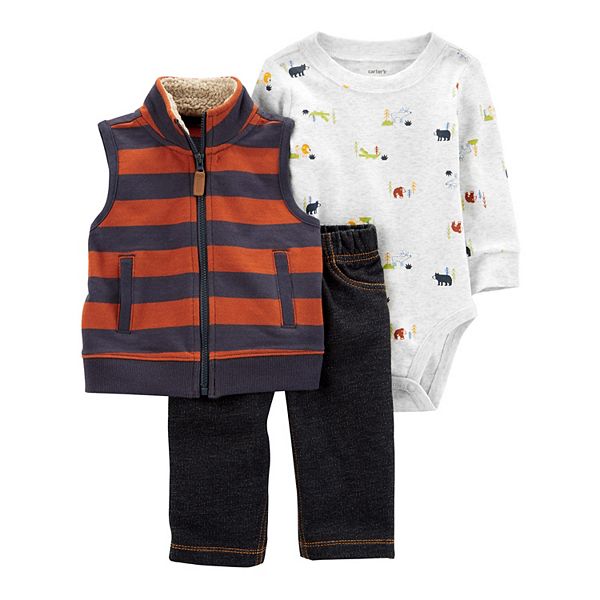 Baby Boy Carter's 3Piece Striped Vest, Bodysuit & Pants Set