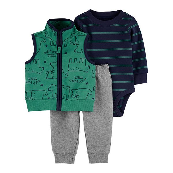 Baby Boy Carter's 3Piece Vest, Striped Bodysuit & Pants Set