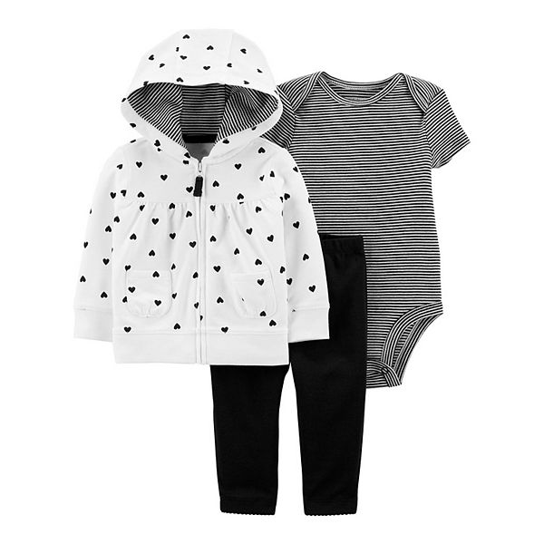 Baby Girl Carter's 3Piece Heart Cardigan, Bodysuit & Pants Set