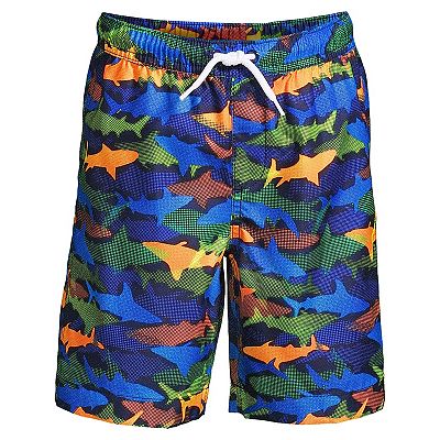 Boys 10 20 Lands End Print Swim Trunks in Husky