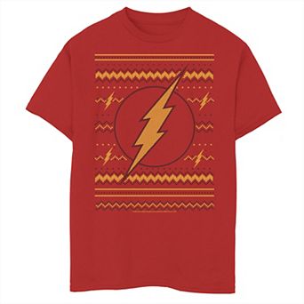Boys 8-20 DC Comics The Flash Logo Christmas Sweater Style Graphic Tee