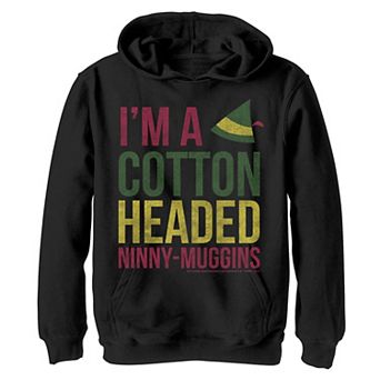 Boys 8-20 Elf I'm A Cotton Headed Ninny-Muggins Text Graphic Fleece Hoodie