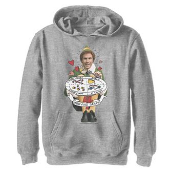 Boys 8-20 Elf Buddy Four Main Food Groups Doodle Art Graphic Fleece Hoodie