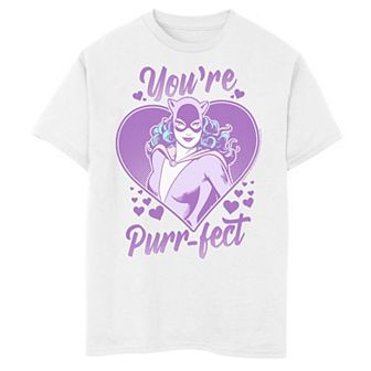 Boys 8-20 DC Comics Valentine's Day Catwoman You're Purr-fect Graphic Tee
