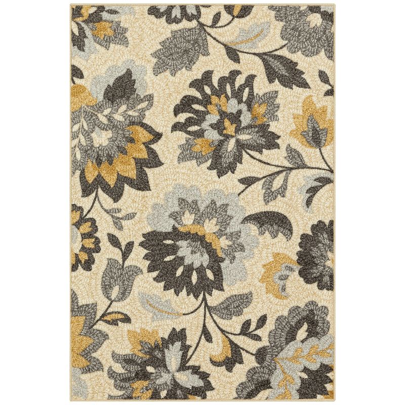 Sonoma Goods For Life® Washable Throw & Kitchen, Entry or Laundry Room Rug, Gray Natural Floral