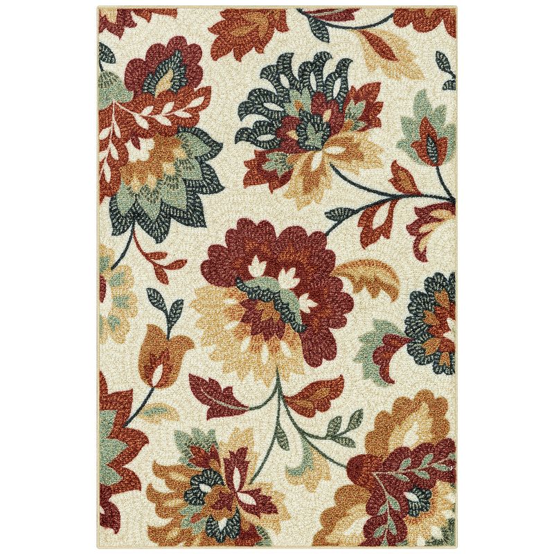 Sonoma Goods For Life® Washable Throw & Kitchen, Entry or Laundry Room Rug, Red Natural Floral 20x60 in 