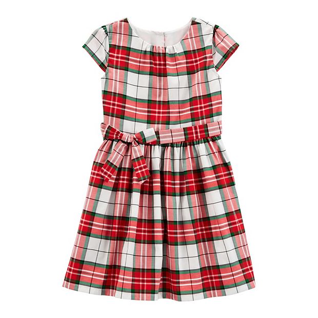 Girls 4 12 Carter s Plaid Sateen Holiday Dress