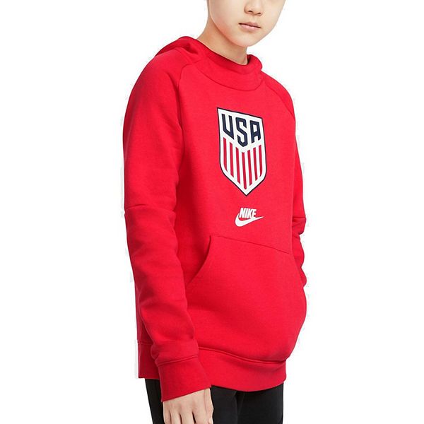 Youth Nike Red US Soccer GFA Fleece Raglan Pullover Hoodie