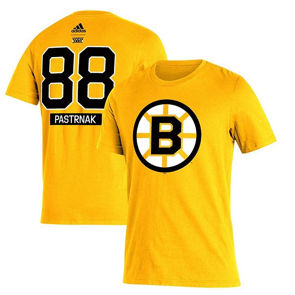 Men S Adidas David Pastrnak Gold Boston Bruins 2020 21 Reverse Retro Name Number T Shirt