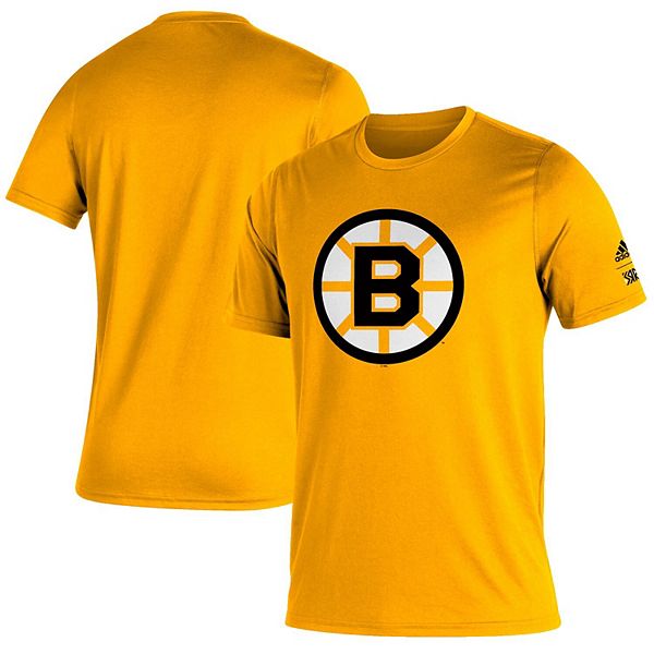 Boston Bruins Retro Brand Melange Gold Hockey Script Vintage Tri-Blend T- Shirt