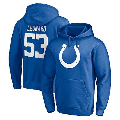Men's Fanatics Branded Darius Leonard Royal Indianapolis Colts Player Icon Name & Number Pullover Hoodie