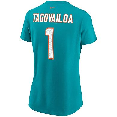 Women's Nike Tua Tagovailoa Aqua Miami Dolphins Name & Number T-Shirt