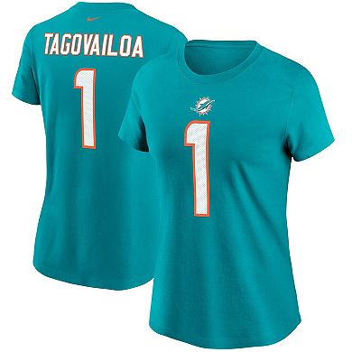 Women's Nike Tua Tagovailoa Aqua Miami Dolphins Name & Number T-Shirt