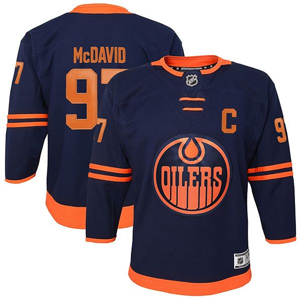 Edmonton Oilers Kids 500 Level Connor McDavid Edmonton Navy Kids Shirt