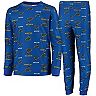 Youth Blue St. Louis Blues Allover Print Long Sleeve T-Shirt and Pants Sleep Set