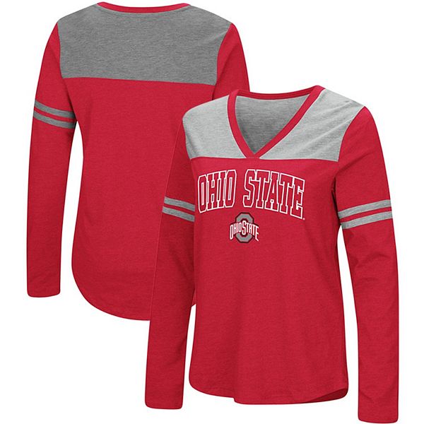 Women's Colosseum Heathered Scarlet Ohio State Buckeyes Dual Blend Logo ...