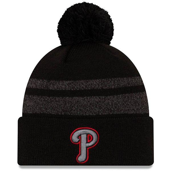 Men's New Era Black Philadelphia Phillies Dispatch Cuffed Knit Hat With Pom