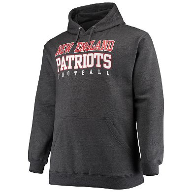 Men's Fanatics Branded Heathered Charcoal New England Patriots Big & Tall Practice Pullover Hoodie