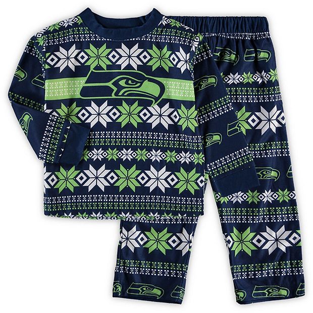 Toddler College Navy Seattle Seahawks Holiday Long Sleeve T-Shirt