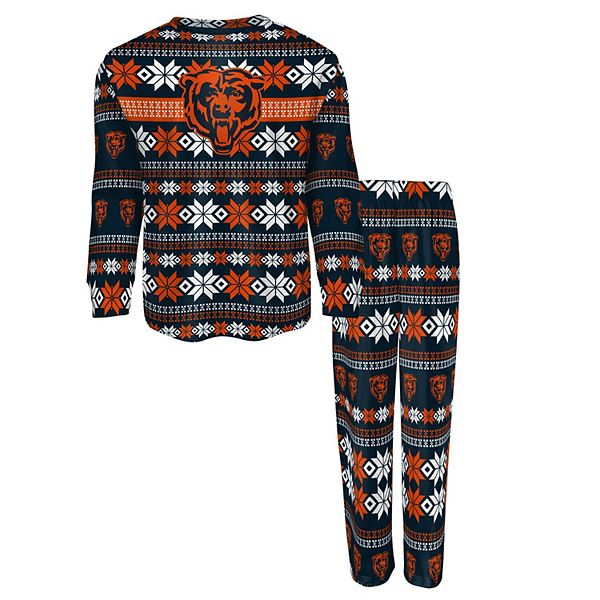 Toddler Navy Chicago Bears Holiday Long Sleeve T-Shirt and Pants Pajama Set