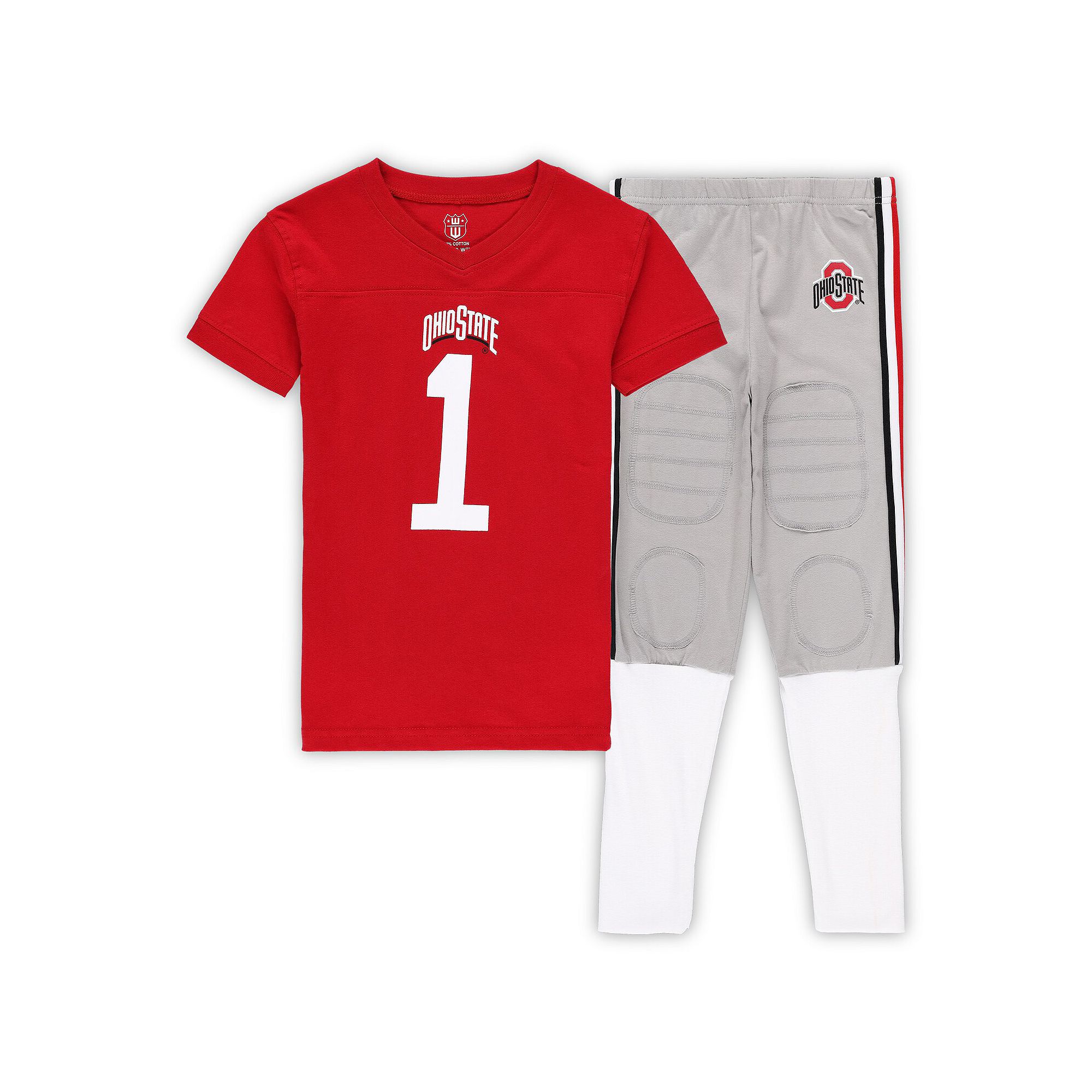 Youth Wes & Willy Scarlet/Gray Ohio State Buckeyes Team Football Pajama Set