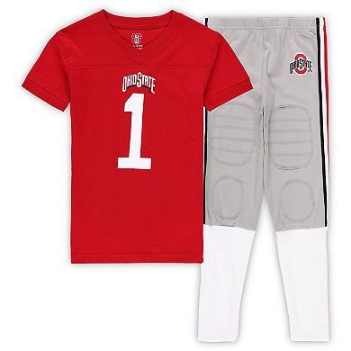 Youth Wes & Willy Scarlet/Gray Ohio State Buckeyes Team Football Pajama Set