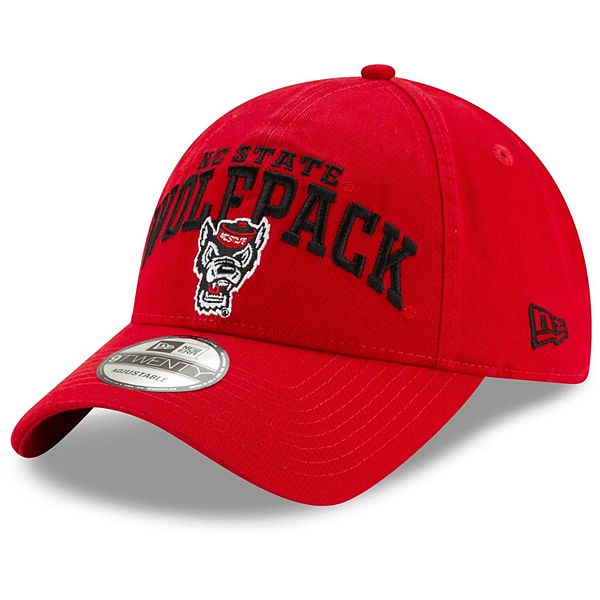 Men's New Era Red NC State Wolfpack Arch Over Logo 9TWENTY Adjustable Hat