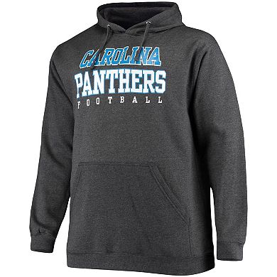 Men's Fanatics Branded Heathered Charcoal Carolina Panthers Big & Tall Practice Pullover Hoodie