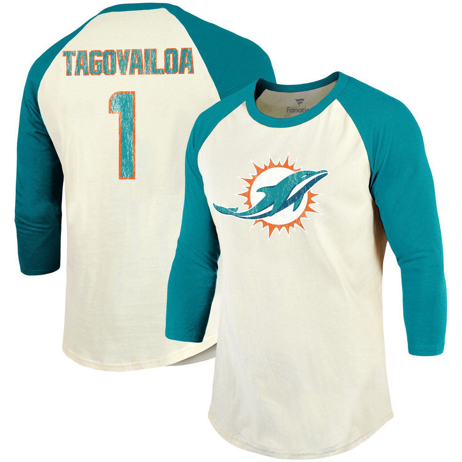 Outerstuff Youth Tua Tagovailoa Aqua Miami Dolphins Mainliner Player Name & Number Pullover Hoodie Size: Large