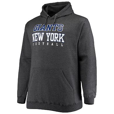Men's Fanatics Branded Heathered Charcoal New York Giants Big & Tall Practice Pullover Hoodie