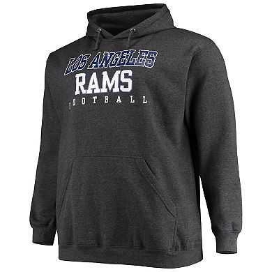 Men's Fanatics Branded Heathered Charcoal Los Angeles Rams Big & Tall Practice Pullover Hoodie