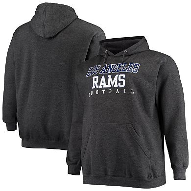 Men's Fanatics Branded Heathered Charcoal Los Angeles Rams Big & Tall Practice Pullover Hoodie