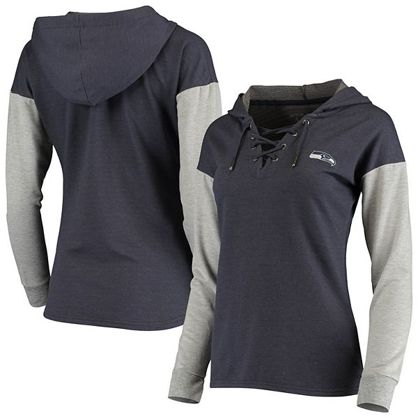 Men's Seattle Seahawks '47 Navy/Black Lacer V-Neck Pullover Hoodie