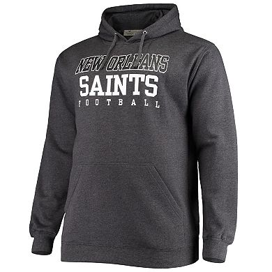 Men's Fanatics Heathered Charcoal New Orleans Saints Big & Tall Practice Pullover Hoodie